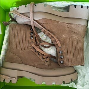 Zara Tan Suede Combat Boots